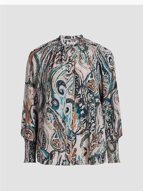 NWT Maria Cher Frank Julieta Printed Silk Blouse